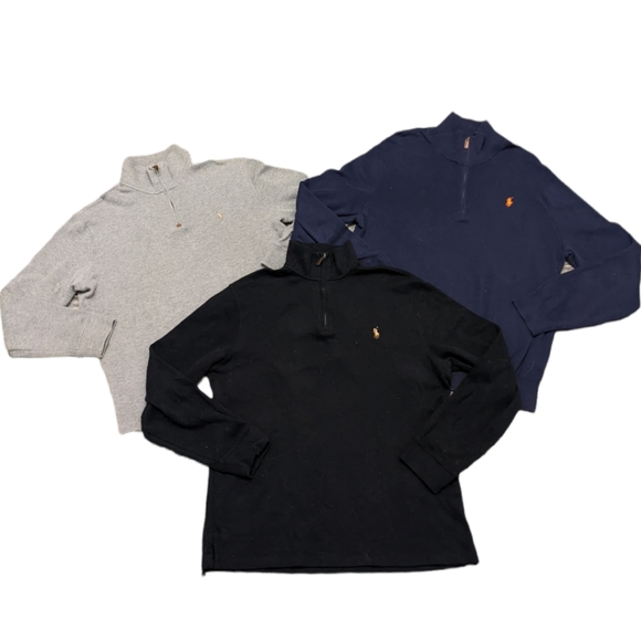 Wholesale Lot Of 3 Ralph Lauren Quarter Zip Up Pullover Sweater All Size Medium - Picture 3 of 4